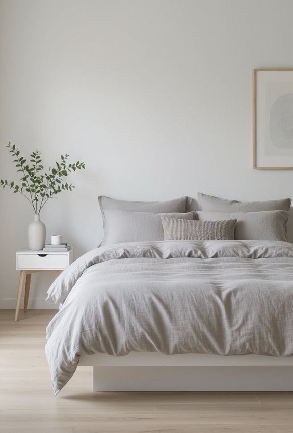 soft grey bedding focus
