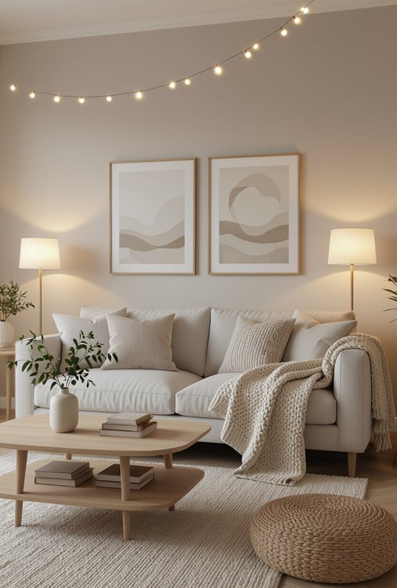 soft lamps and stringlights