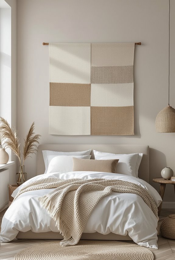 soft layered textile wall art