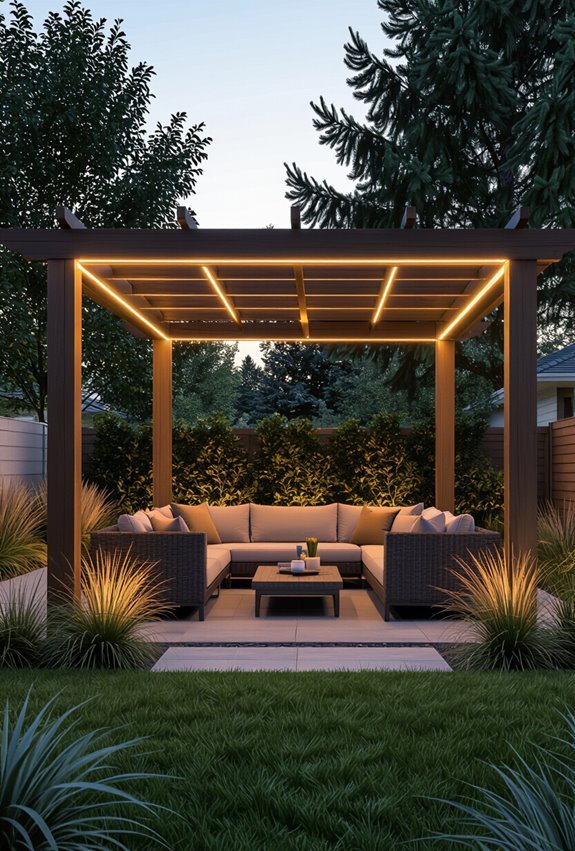 soft led lit pergola ambiance