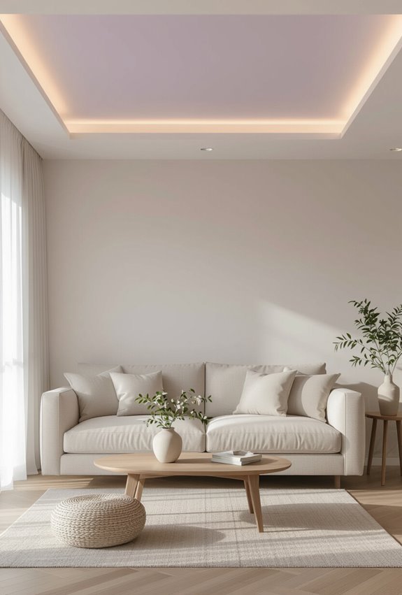 soft lilac ceilings soften lighting