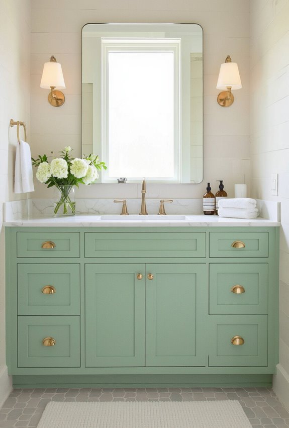 soft mint green cabinets