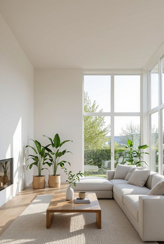 soft off white ceilings brighten interiors