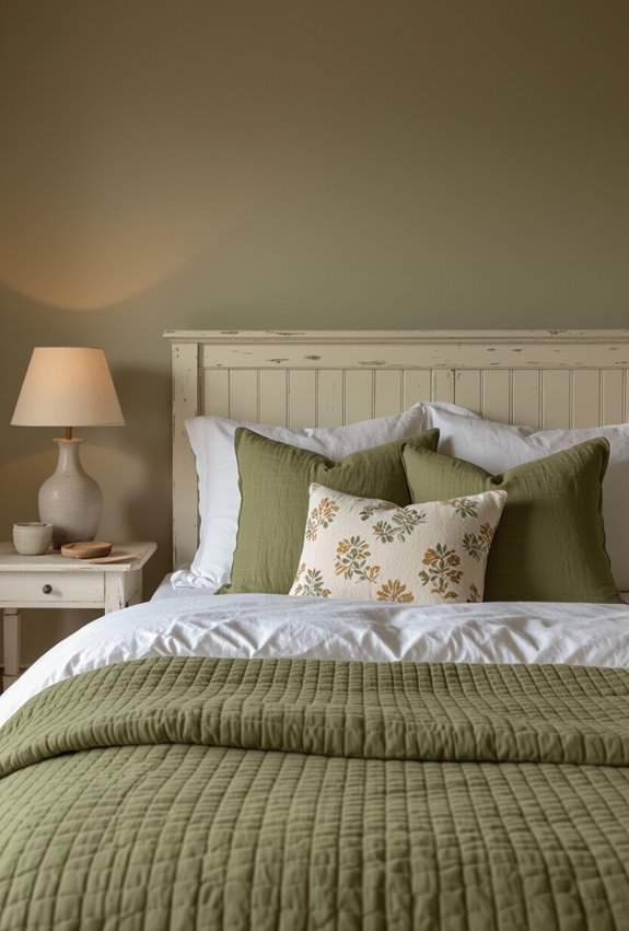 soft olive and chalky white