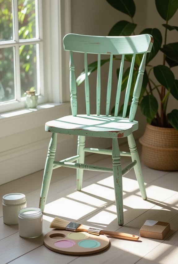soft pastel distressed vintage chair