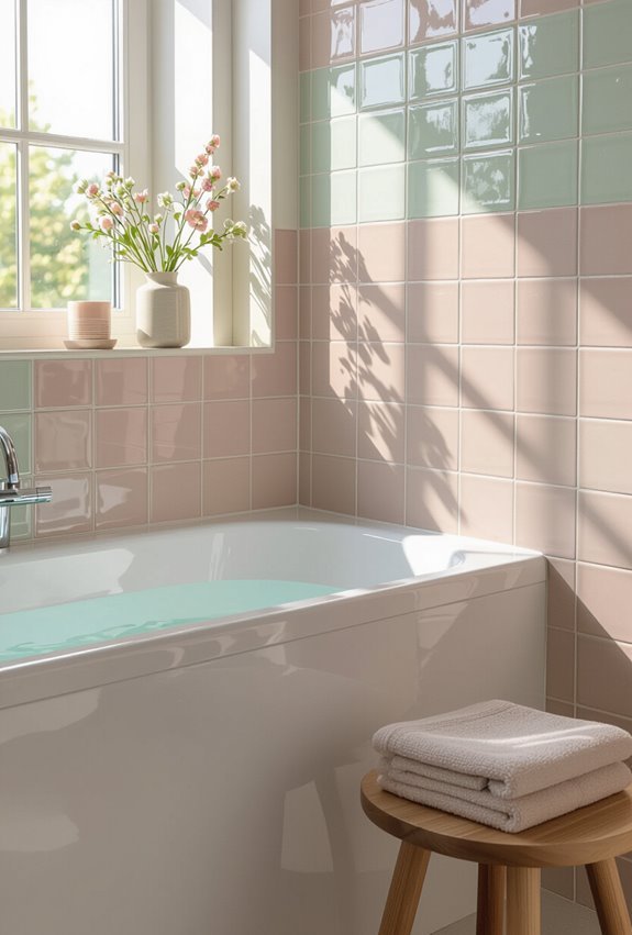 soft pastel textured tilework