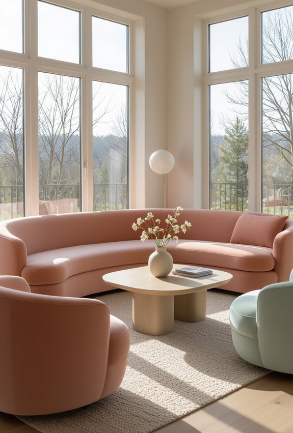 soft pastels curved furniture