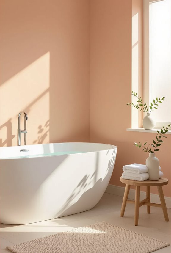 soft peach airy bathroom retreat