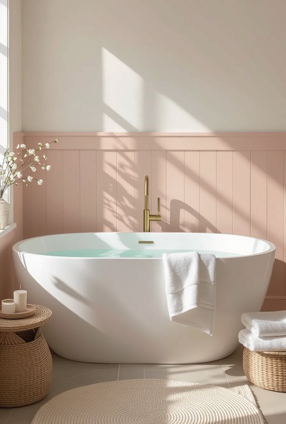 soft pink and white paneling