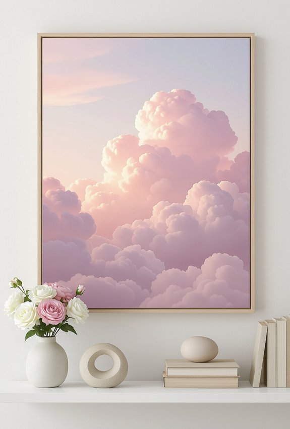 soft pink cloudscape sunset serenity