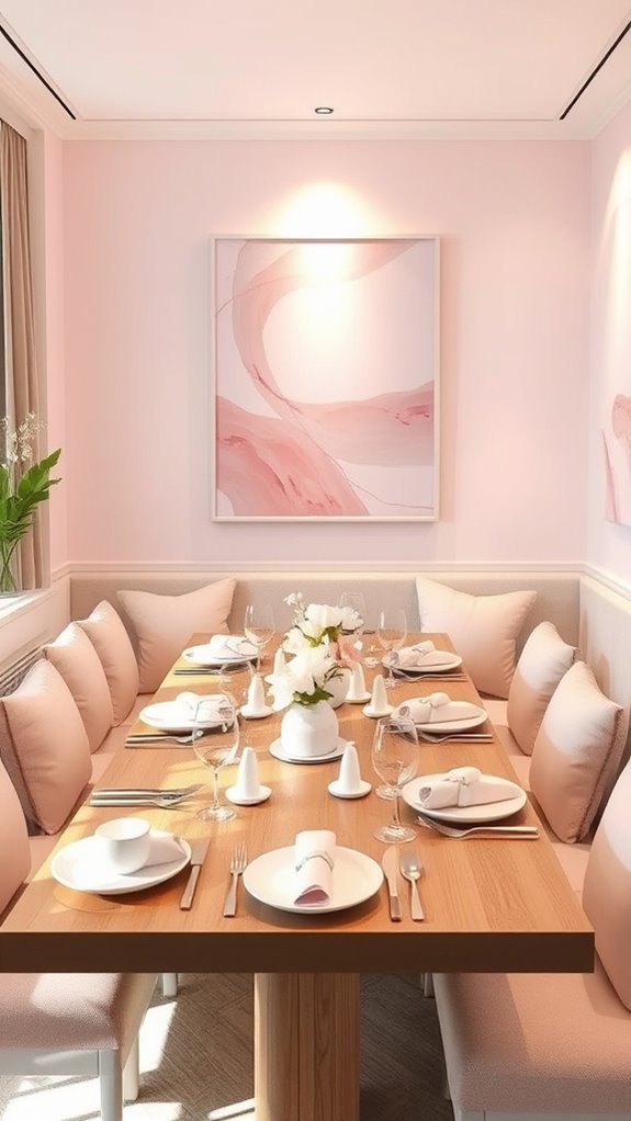 soft pink dining atmosphere