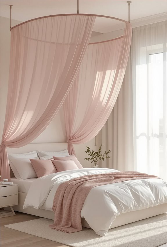 soft pink romantic bed canopy