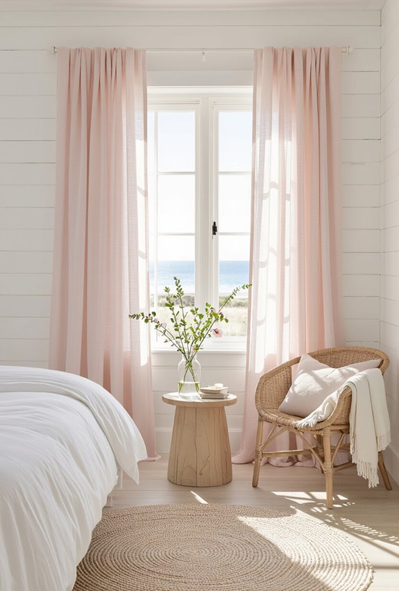 soft pink sheer curtains