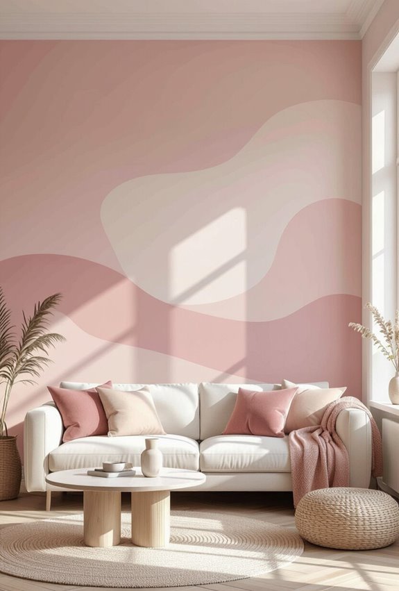 soft pink statement wall