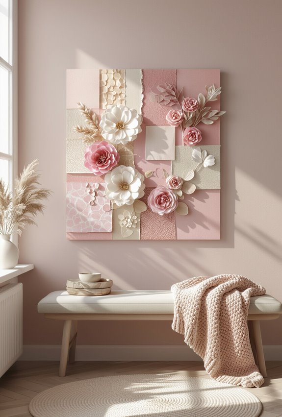 soft pink textured layered collages
