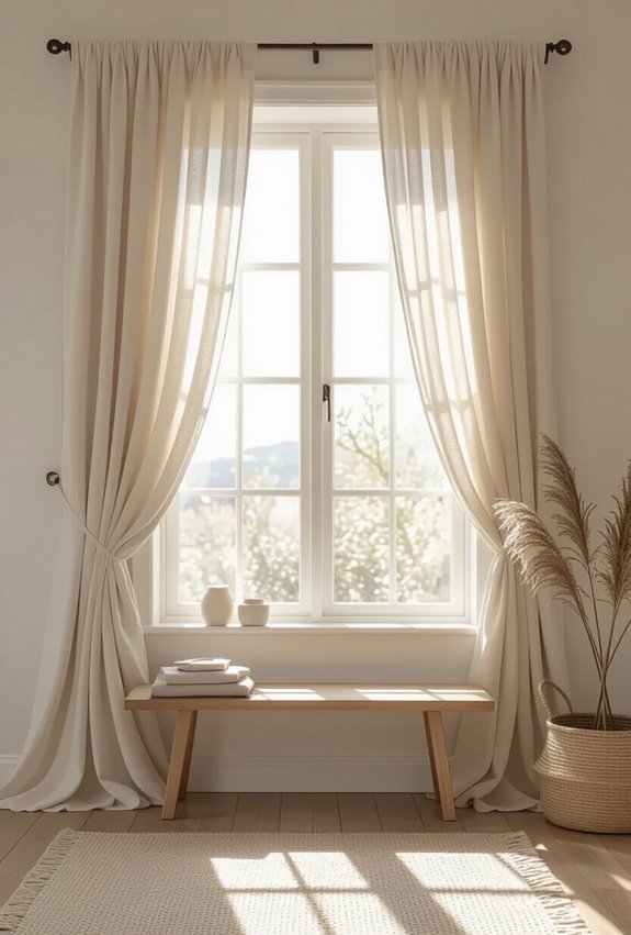 soft sheer draped window curtains