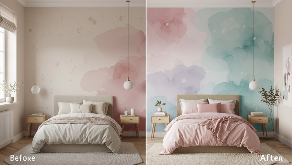 soft watercolor accent wall
