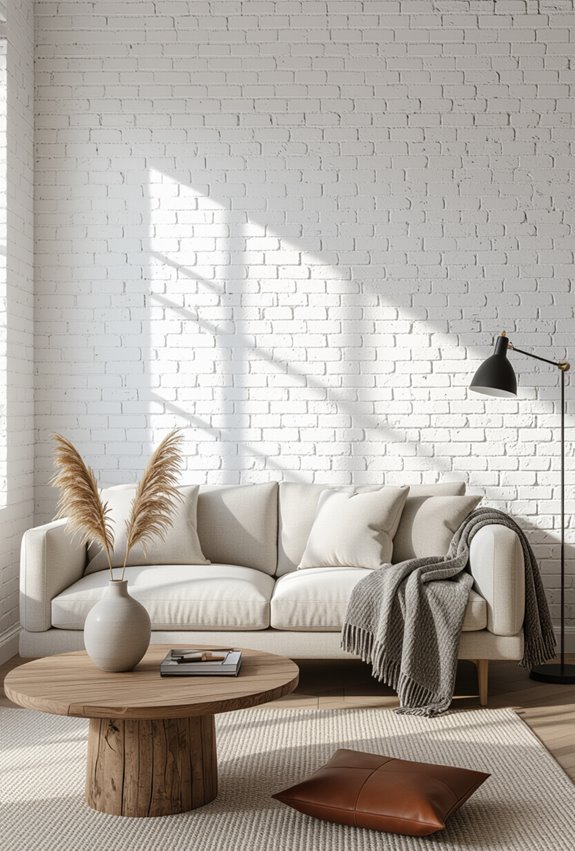 soft whitewashed loft brick