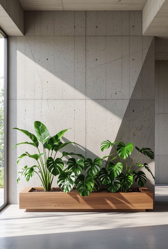 soften brutalist lines with nature