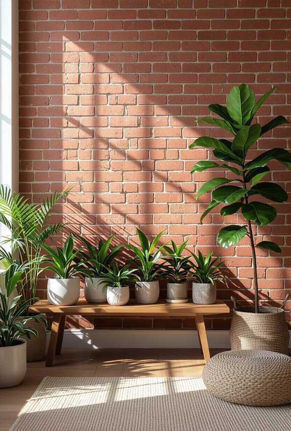 softening brick with greenery