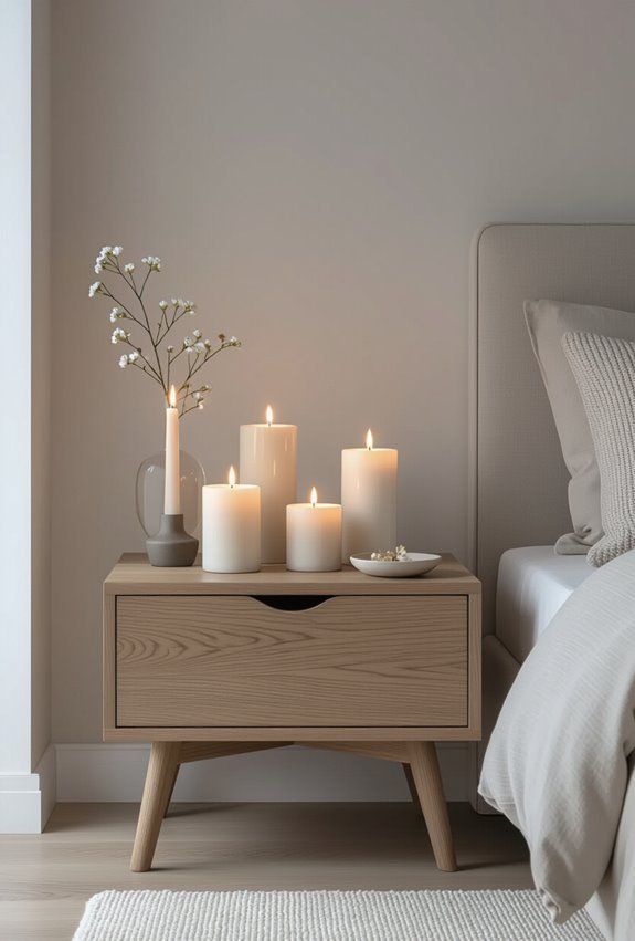 softly lit safely placed candles