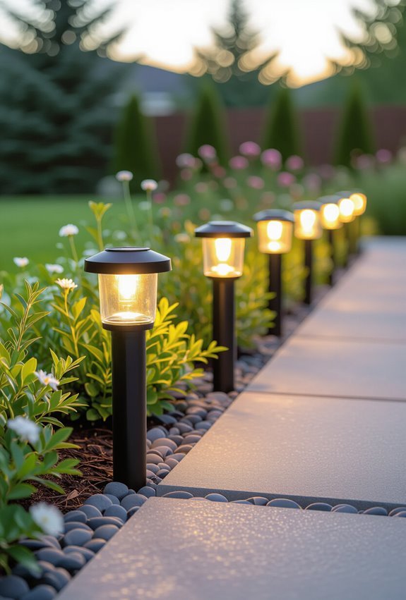 solar powered pathway and lanterns