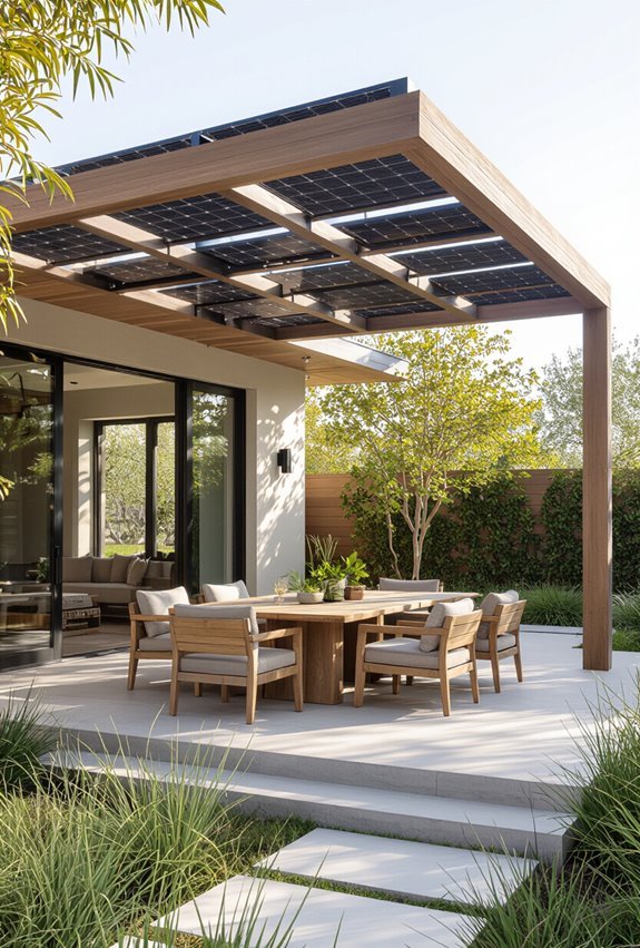 solar powered pergola for outdoors