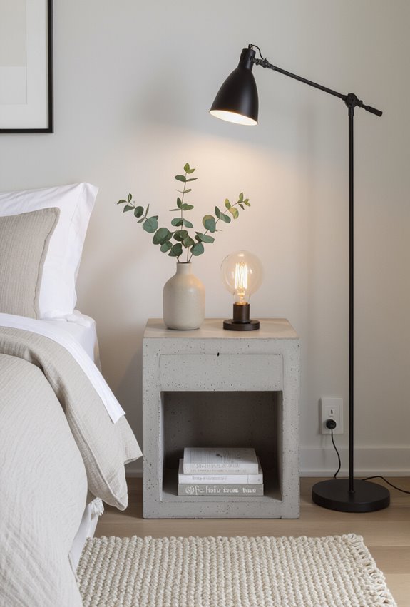 solid concrete nightstand with texture
