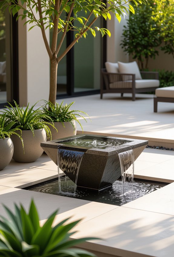 soothing fountain with rock basin