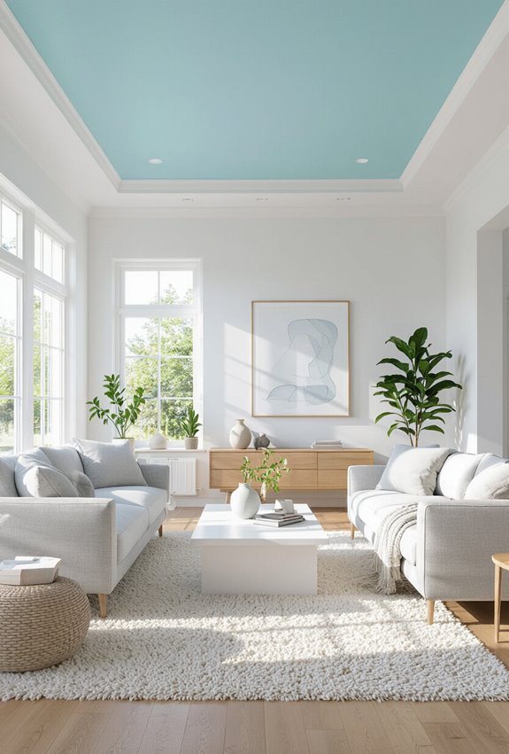 soothing pale blue ceiling ambiance