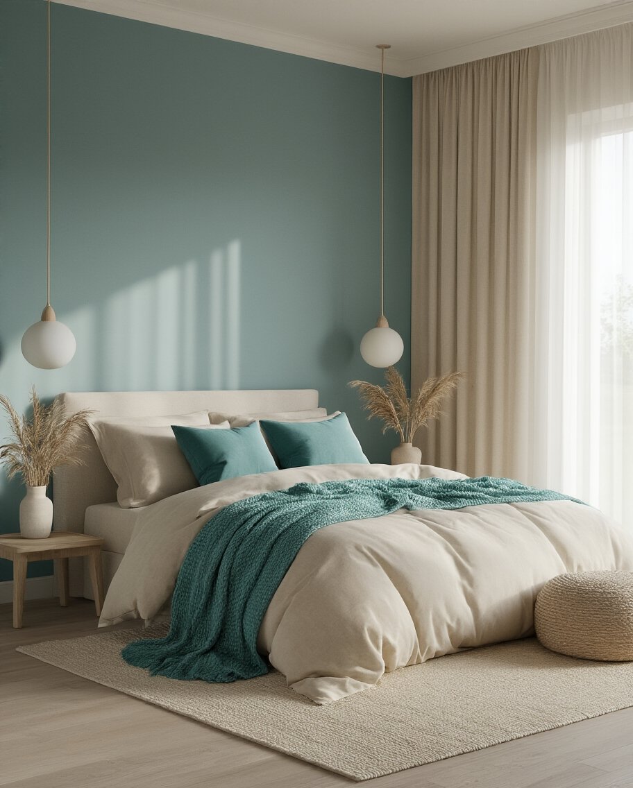 soothing teal and sand
