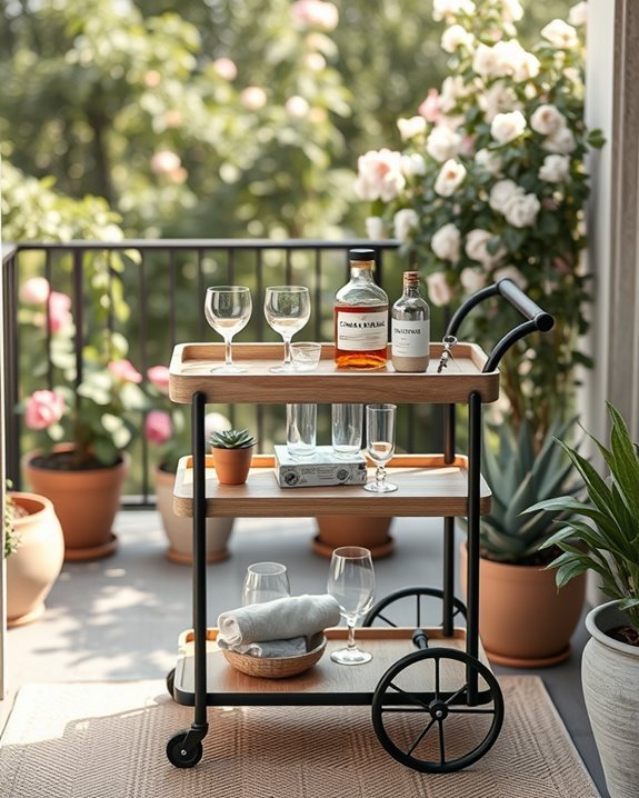 sophisticated balcony bar setup