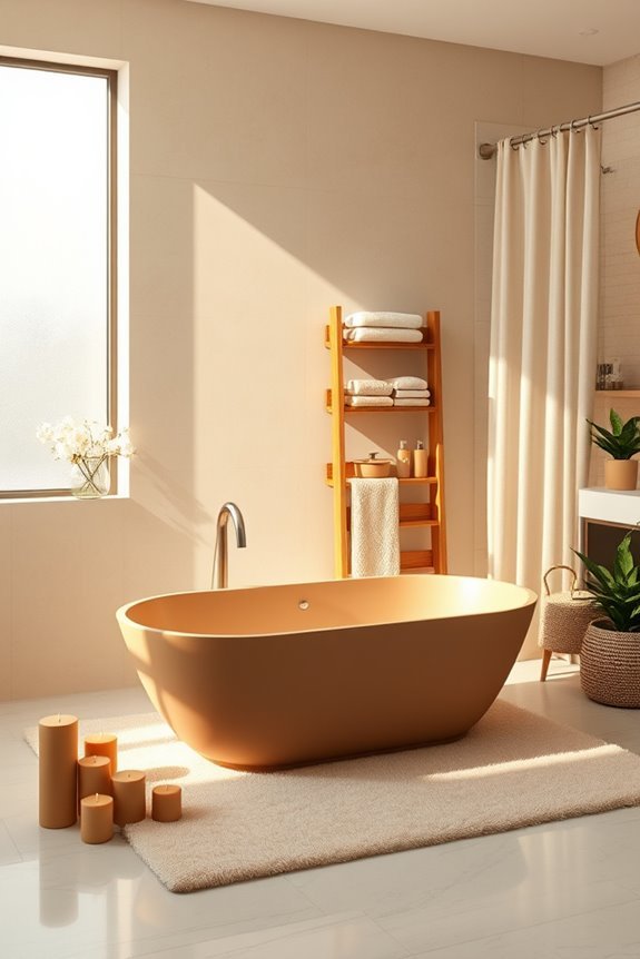 sophisticated beige brown bathroom design
