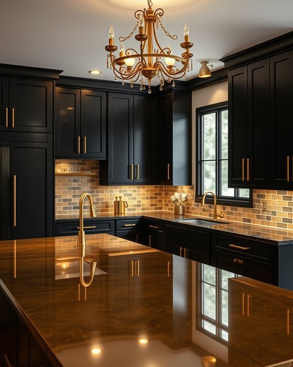 sophisticated black and gold lighting