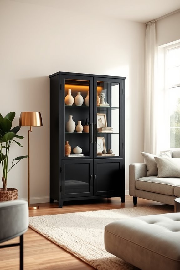 sophisticated black display cabinets