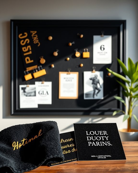 sophisticated black gold bulletin boards