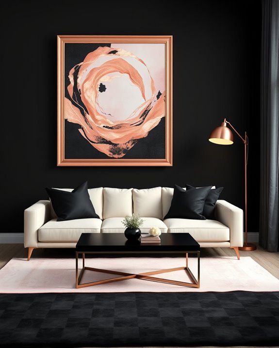 sophisticated black rose gold art