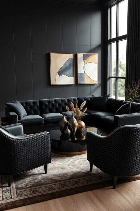 sophisticated black upholstery designs