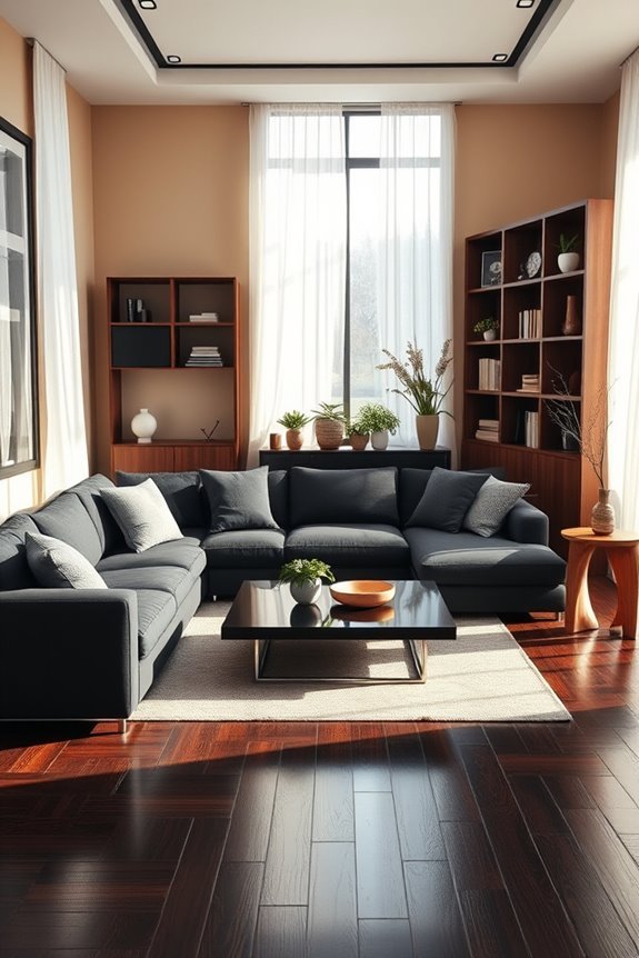 sophisticated black wood accents