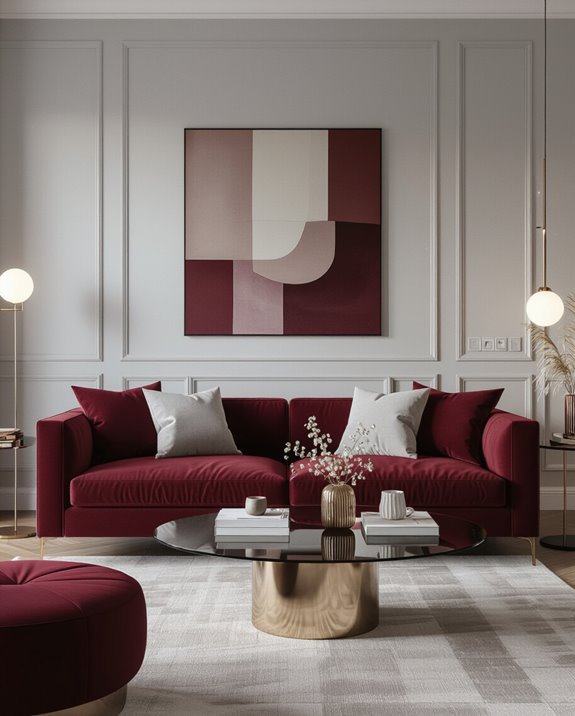 sophisticated gray and burgundy