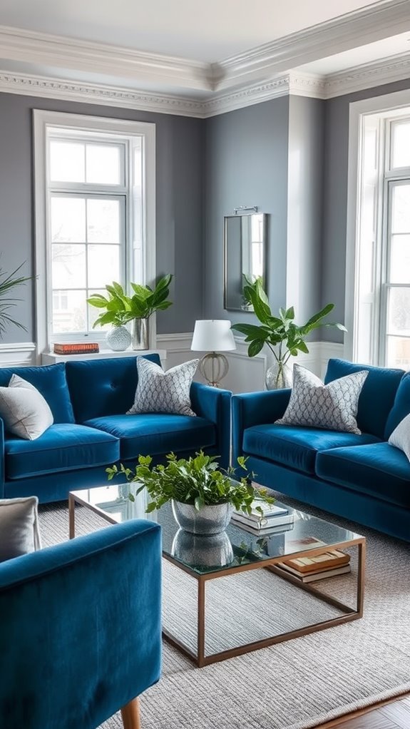 sophisticated grey blue velvet