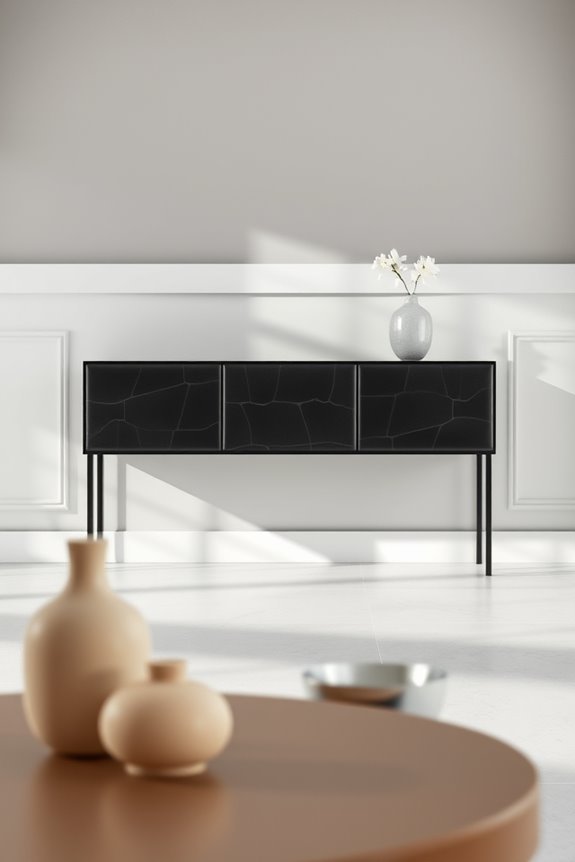 sophisticated leather finish console
