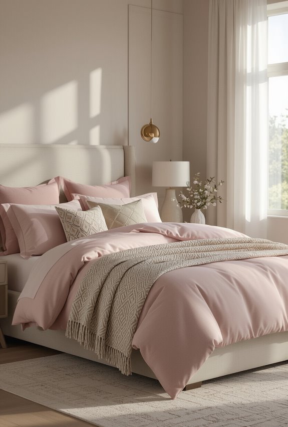 sophisticated patterned pink bedding