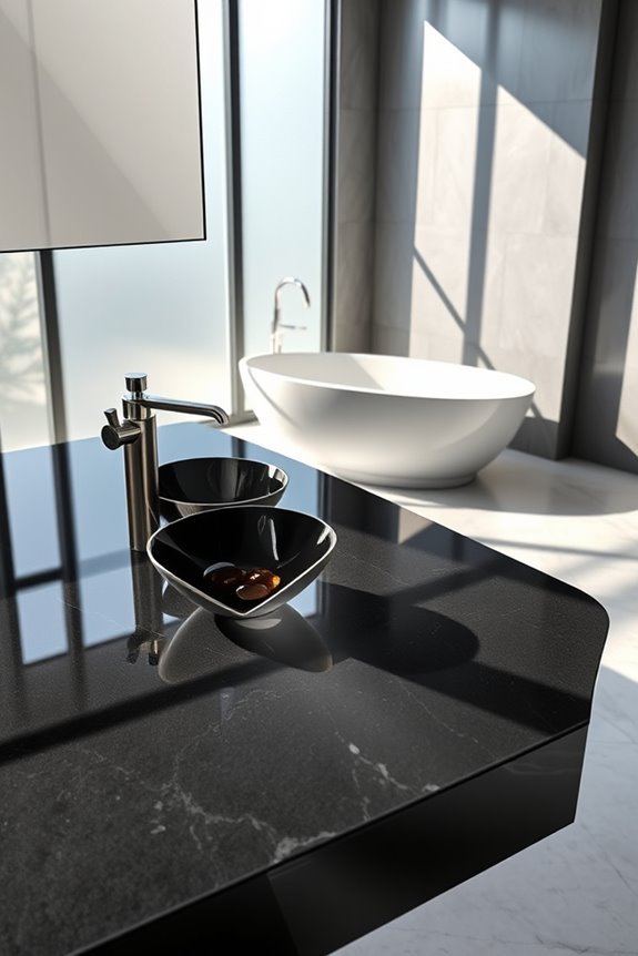 sophisticated polished black granite