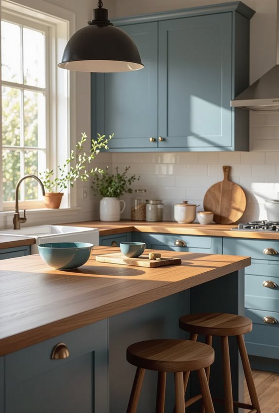 sophisticated warm blue brown balance
