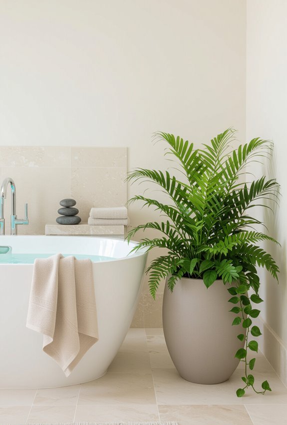 spa like bathroom plant styling