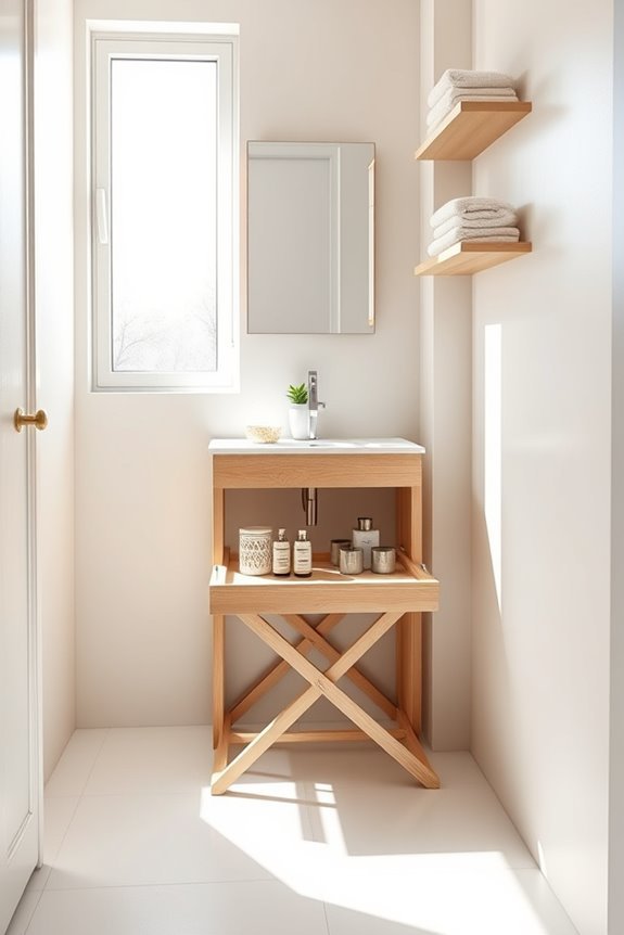 space saving folding vanity