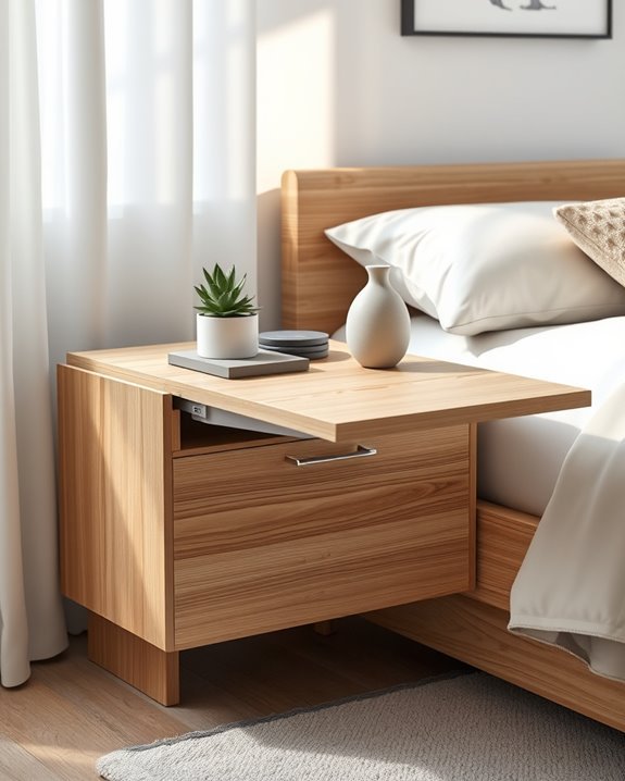 space saving nightstand desk