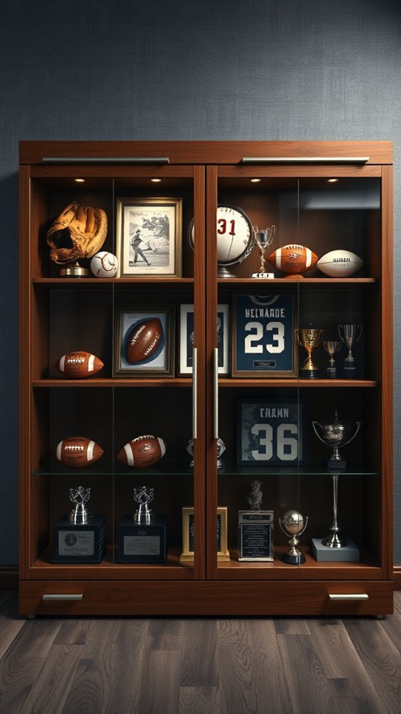 sports memorabilia wall displays