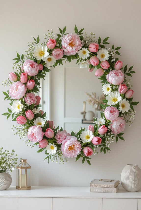 spring mirror floral wreaths